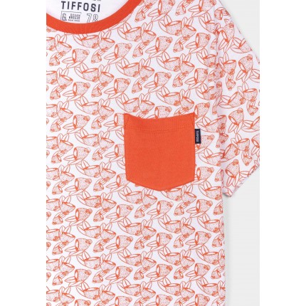 Detalle bolsillo Camiseta Tiffosi Kids Boards niño manga corta naranja