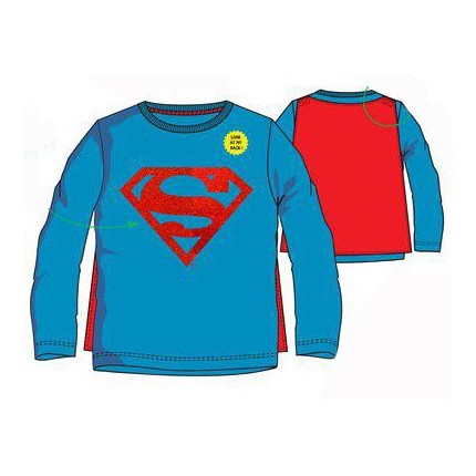 Camiseta Superman niño manga larga con capa Azul medio