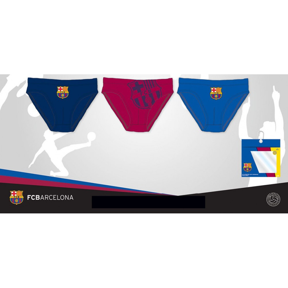 Pack de 3 calzoncillos oficiales tipo bóxer Con escudo Niño FC Barcelona