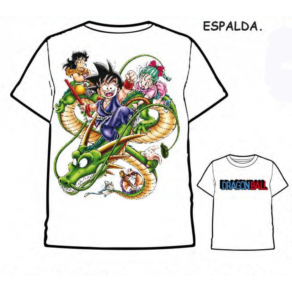 Camiseta Dragon Ball Son Goku Bulma y Dragon Shenron adulto manga corta