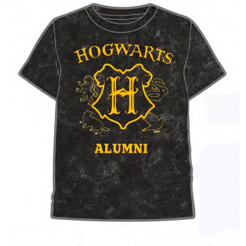 Camiseta Harry Potter adulto Hogwarts manga corta negro lavado