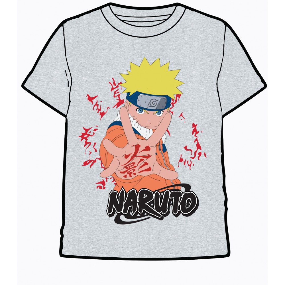 Camiseta Naruto niño manga corta en gris vigore