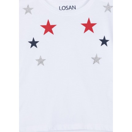 Detalle estampado de Camiseta Losan Kids niña Go For It en punto liso manga corta