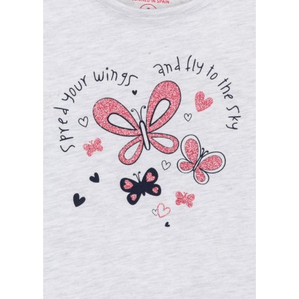 Detalle del estampado de Camiseta Losan Kids niña Mariposas manga corta