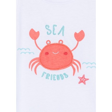 Detalle estampado de Camiseta Losan Kids niña infantil Under the sea sin mangas
