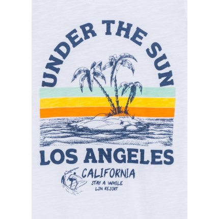 Detalle estampado de Camiseta Losan chico junior Los Ángeles sin mangas