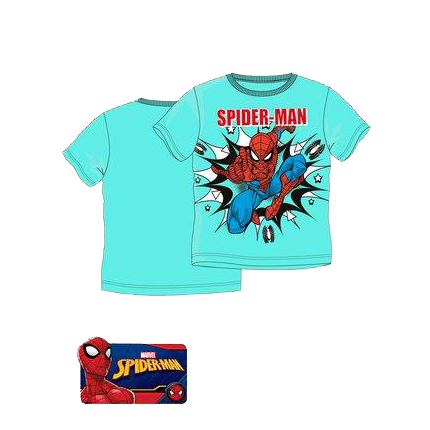 Camiseta Spider-man niño manga corta en color verde agua