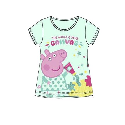 Camiseta Peppa Pig niña infantil The World is your canvas manga corta en color verde agua