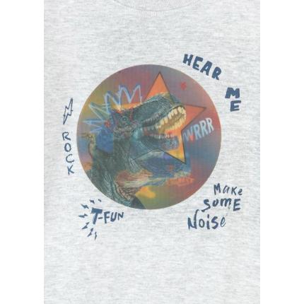 Detalle holograma de Camiseta Losan niño Dinos con 3D print manga larga