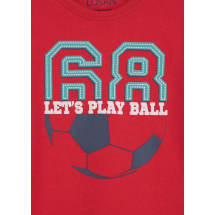 Detalle estampado de Camiseta Losan niño infantil 68 Let's play ball manga larga en punto liso