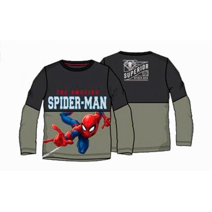 Camiseta The Amazing Spider-man niño infantil manga larga en color negro y gris