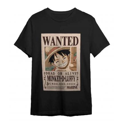 Camiseta One Piece Luffy Wanted adulto manga corta